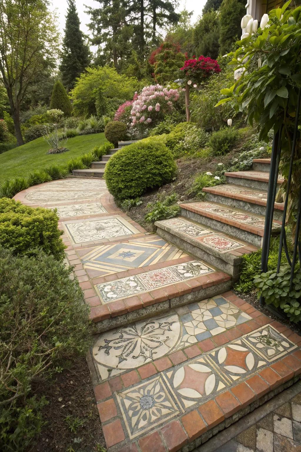 Paver arrangements bring artistic flair to your steps.