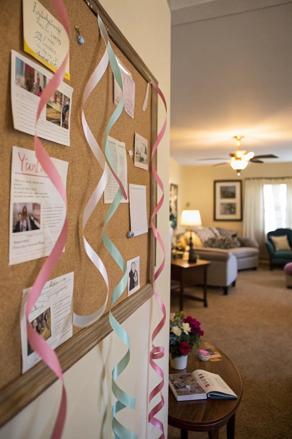 Swirling ribbons give the board a sense of movement.