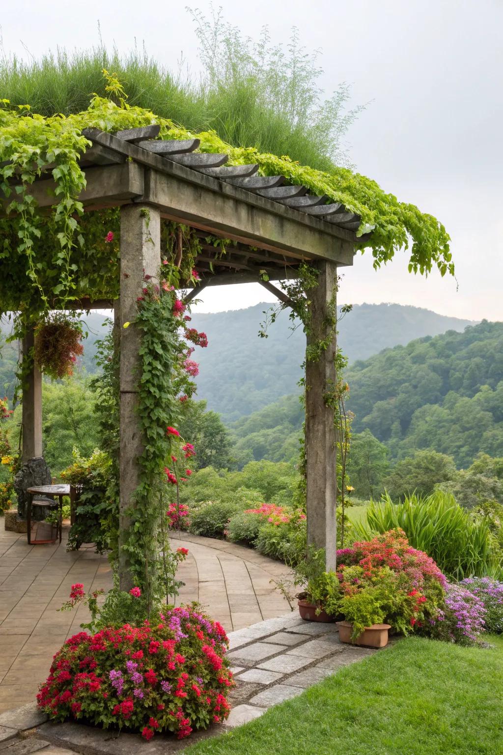 A living roof offers an eco-friendly and green retreat.