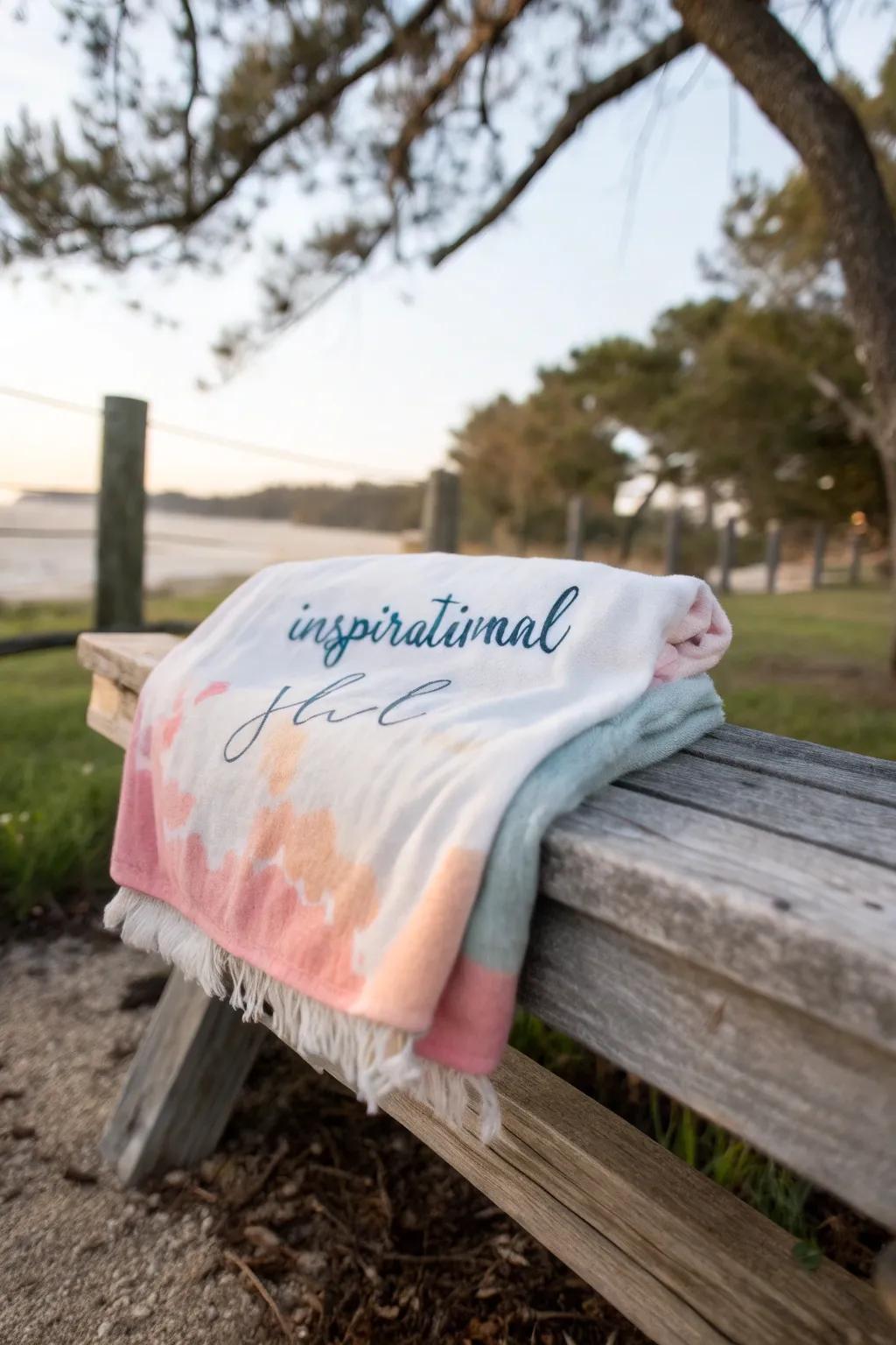 A blanket with a beautifully scripted inspirational quote, great for adding positivity to your day.