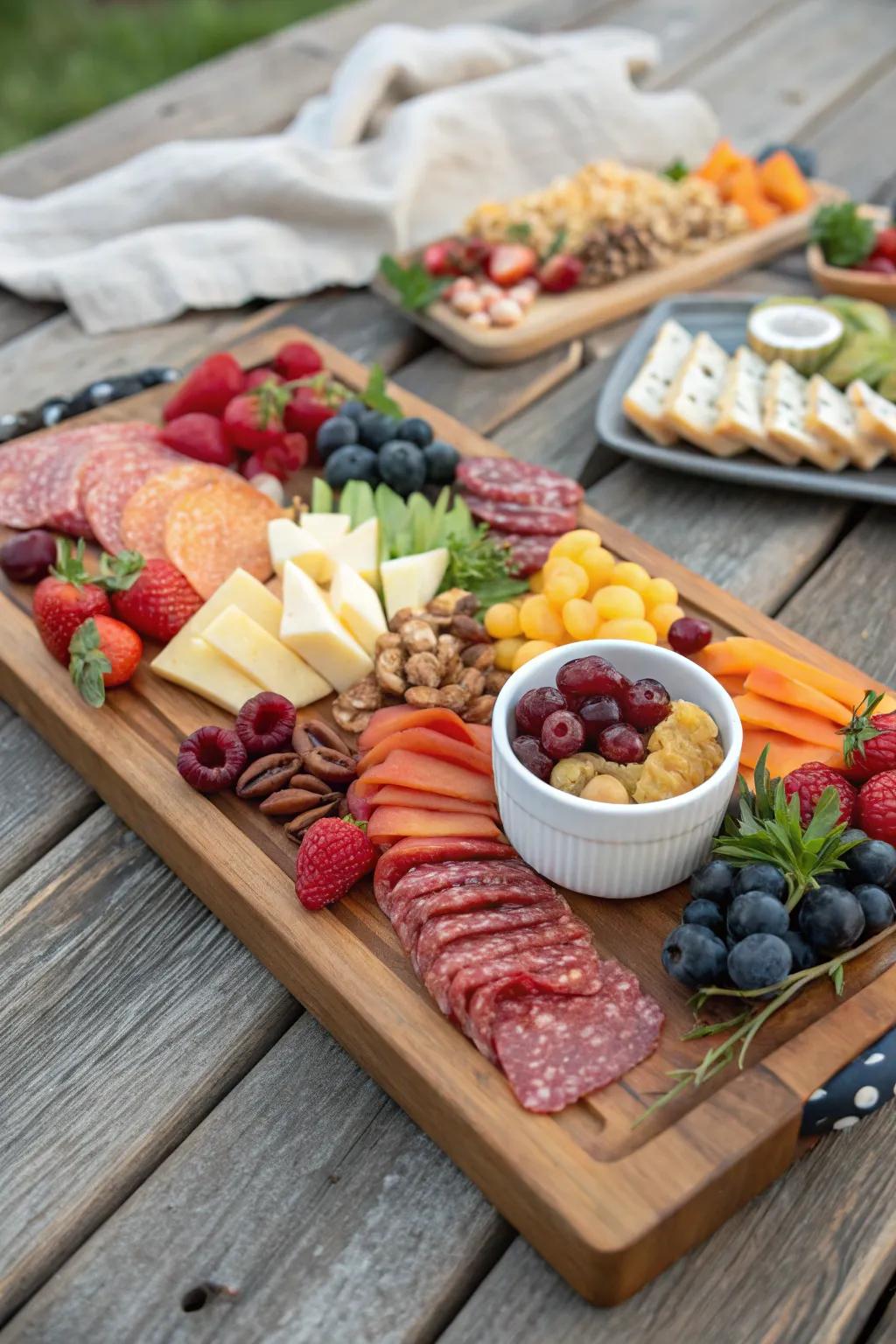 A properly styled charcuterie board can update the picnic experience.