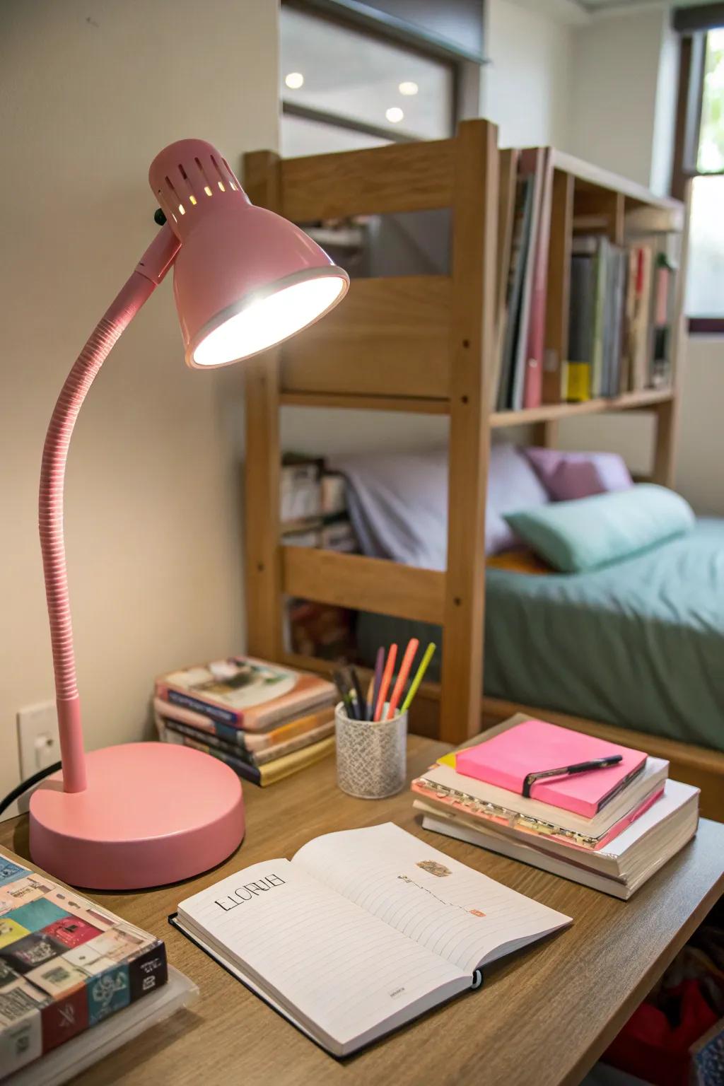 A stylish study area enhances focus and style.