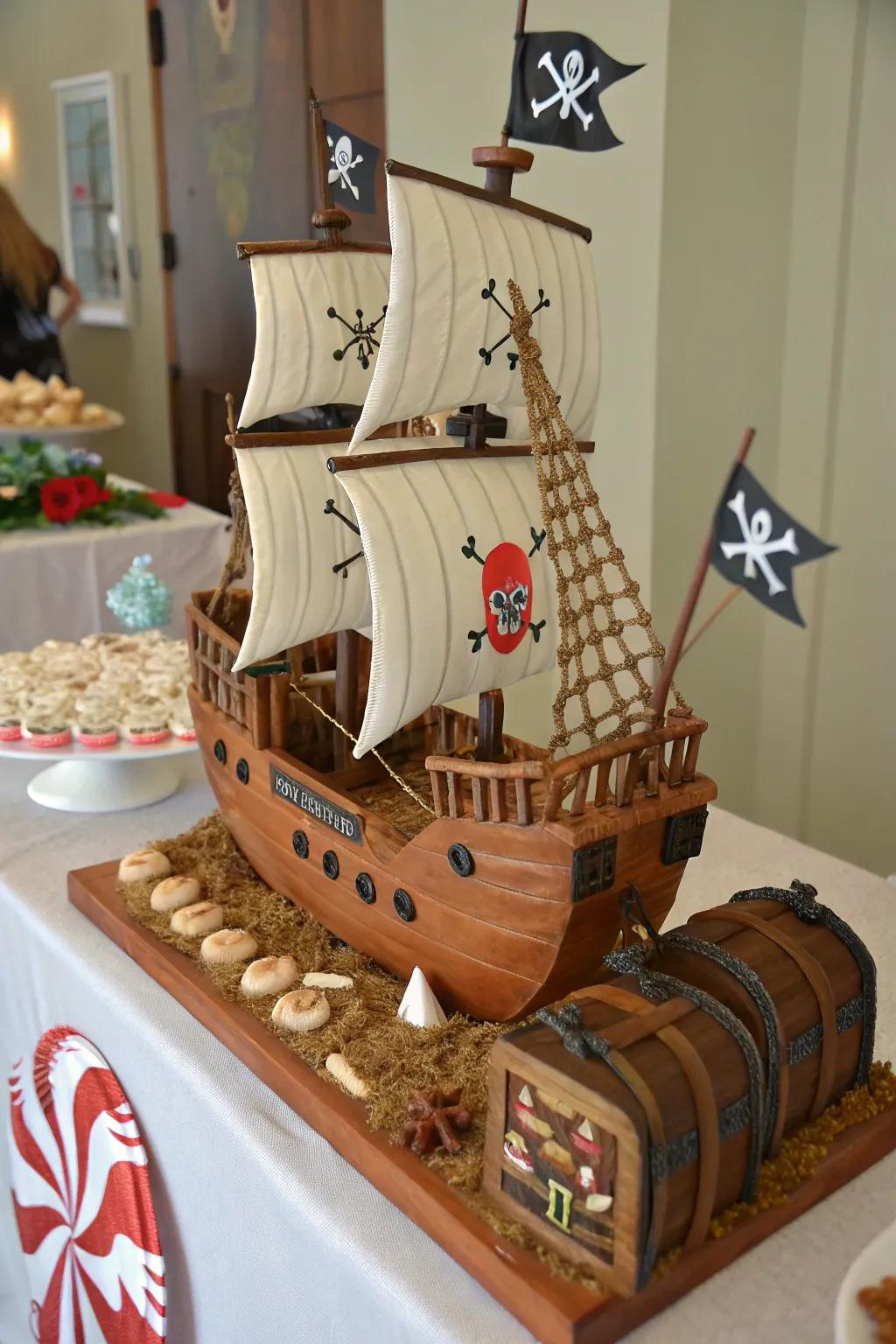 Delight invitees through a remarkable buccaneer vessel pastry.