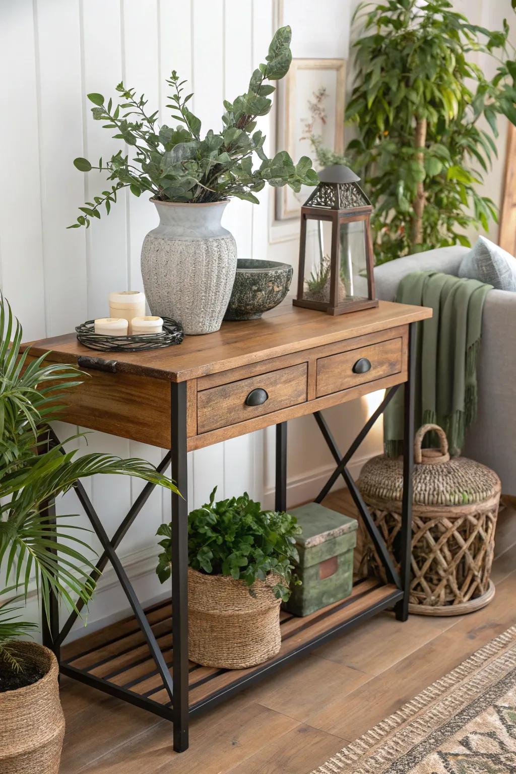 Achieve visual appeal by mixing diverse materials.