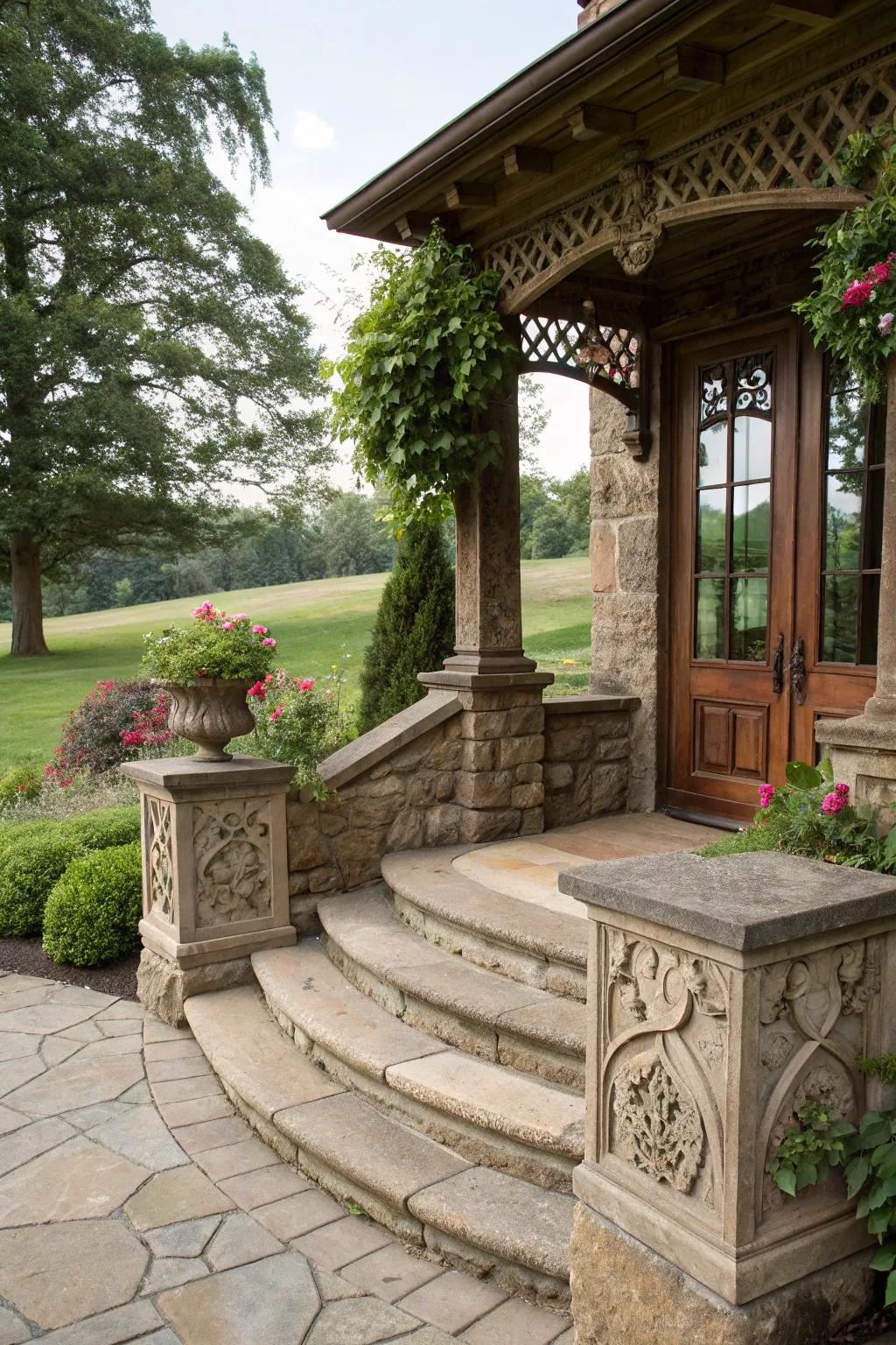 Timeless appeal using brickwork and steps.