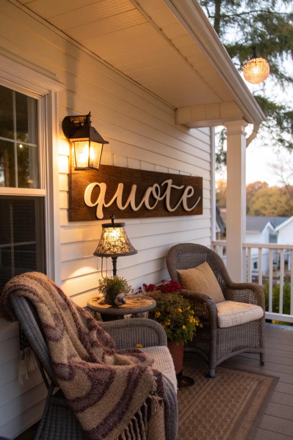 An uplifting quote sign that adds positivity to your entrance.