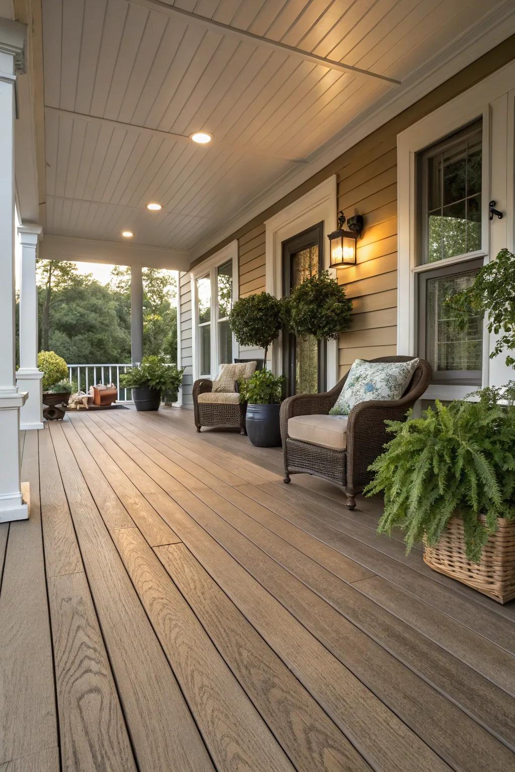 Flexible ground surface choices transform the porch's ambiance.