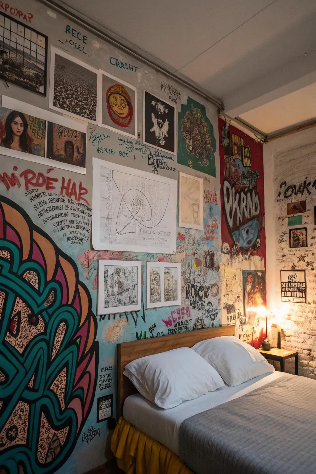 Communicate your artistic vision through graffiti and spontaneous art on your walls.