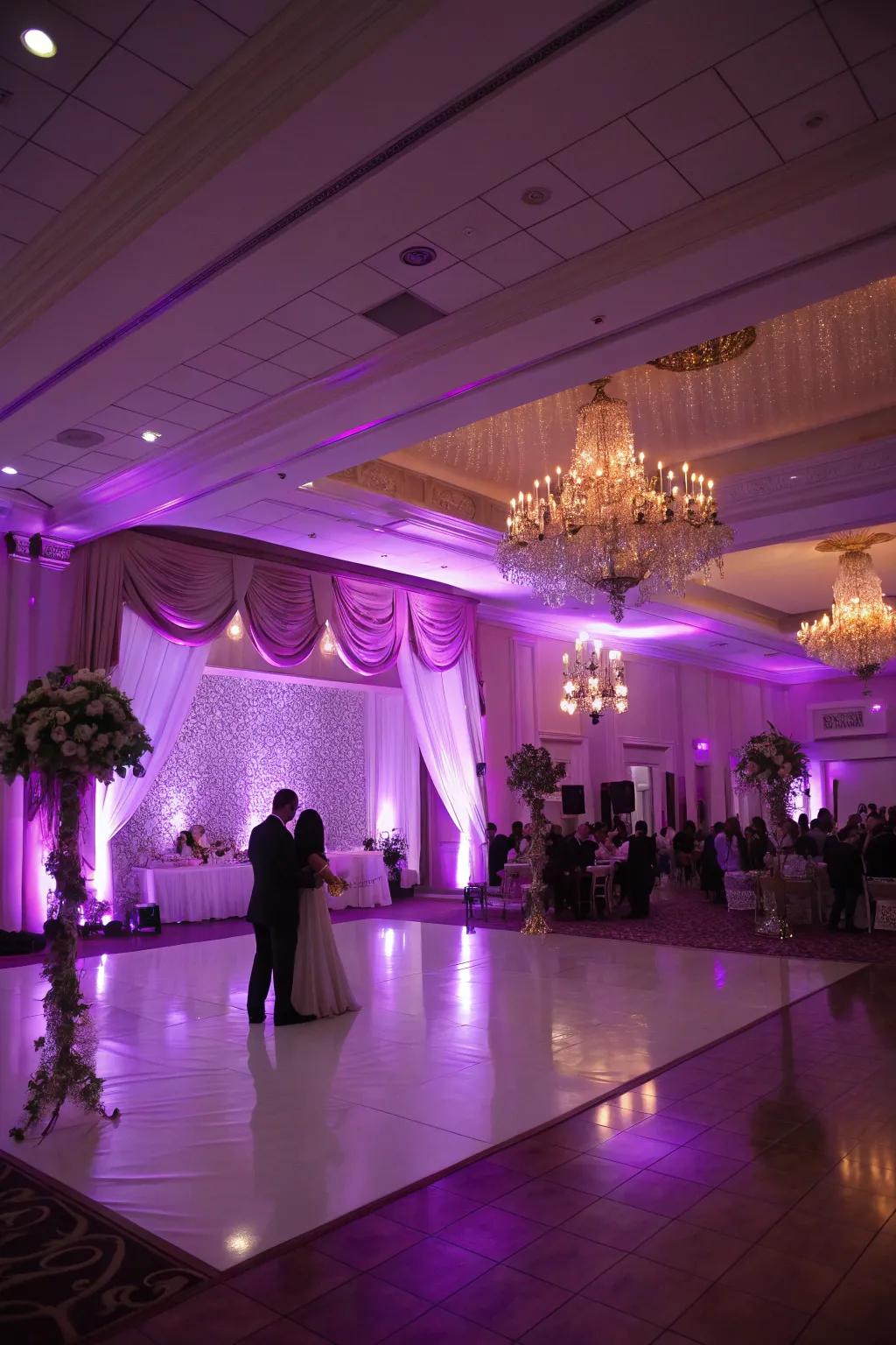 Violet lighting transforms the area into a bewitching wonderland.