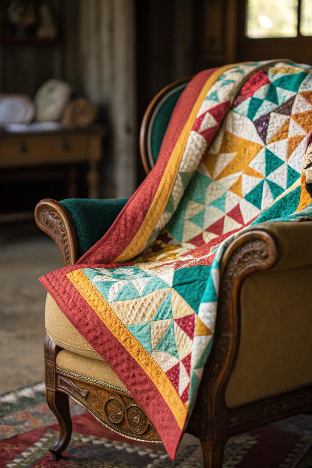 Using a binding with a bold, solid color is a great way to frame quilts with a striking contrast.