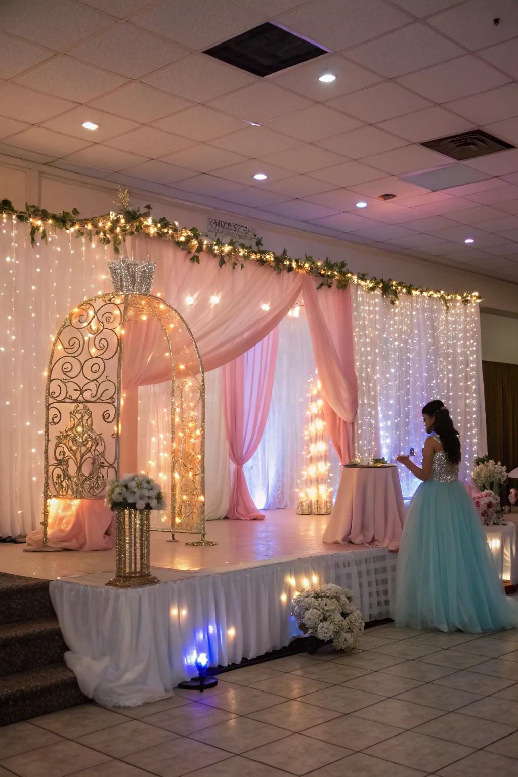 Ambient light makes the magical feel of a quincea&ntilde;era better.