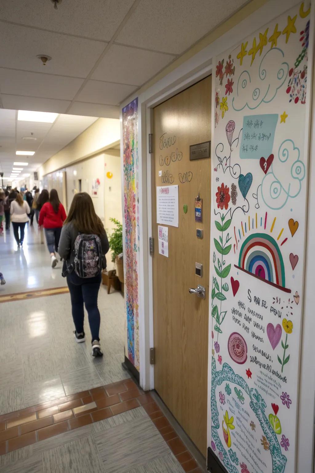 Spread joy with inspiring words on your door.