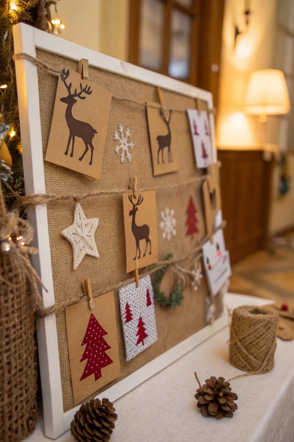 Rustic charm with reindeer and natural materials.