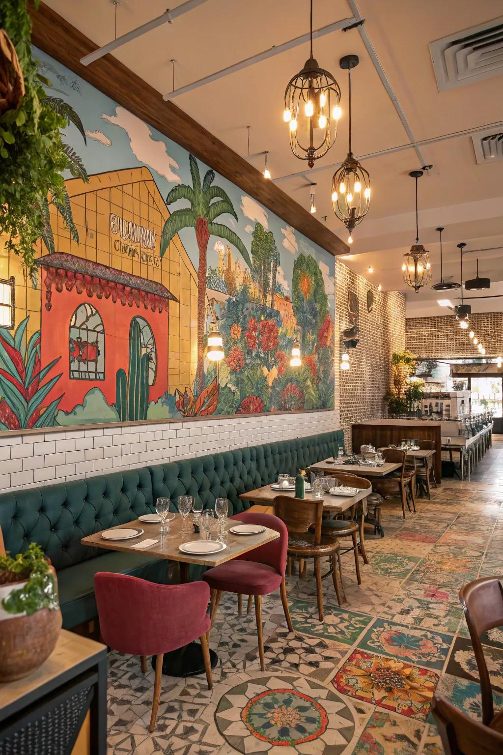 Artistic touches give restaurant spaces personality and visual interest.