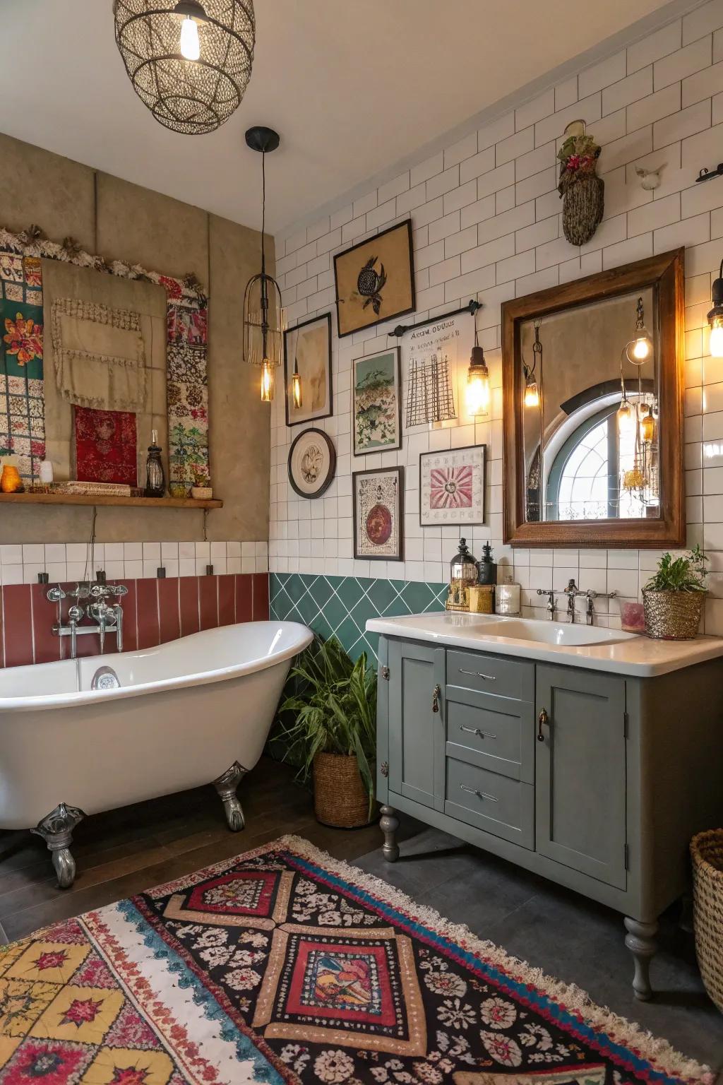A mix of different styles brings a rich tapestry of history to your bathroom.