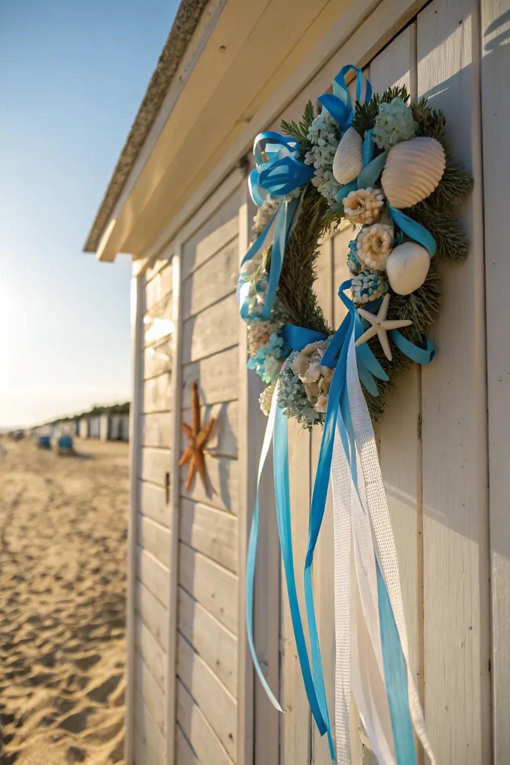 Sense the ocean wind through this seaside-themed wreath.