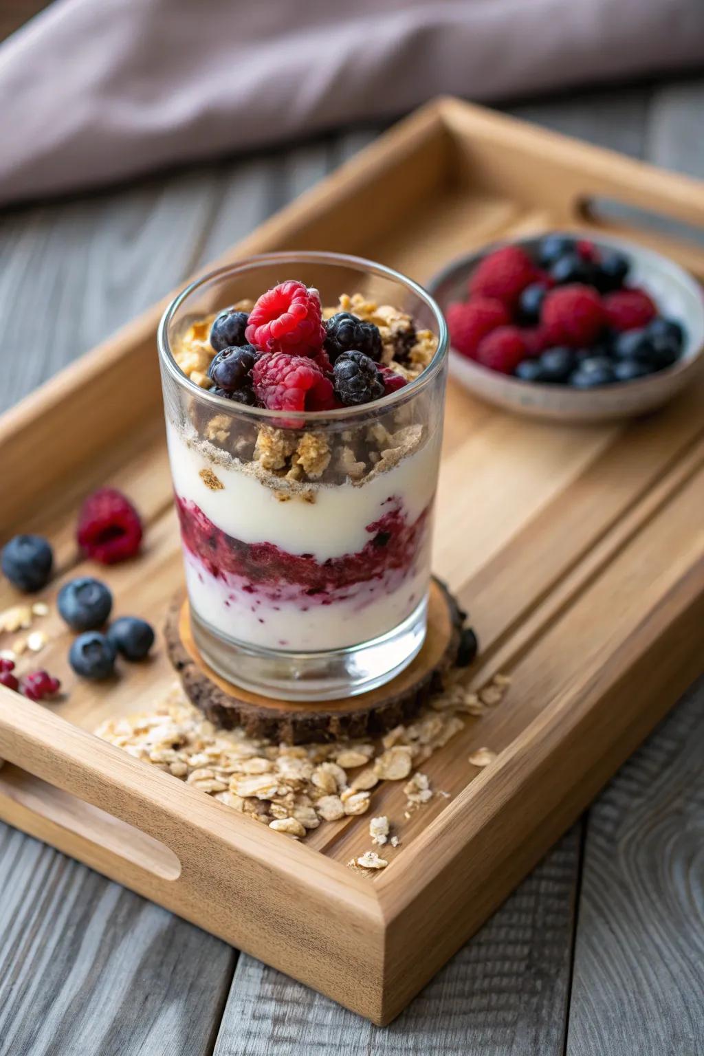 A layered creamy treat is both nourishing and pleasing.