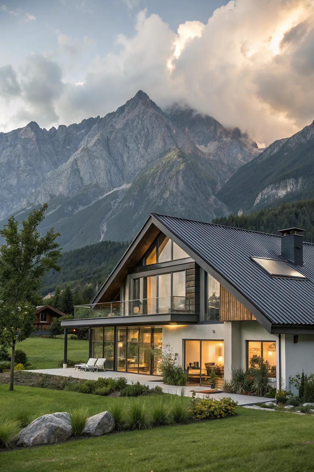 Sloping roofs offer both style and effective water flow.