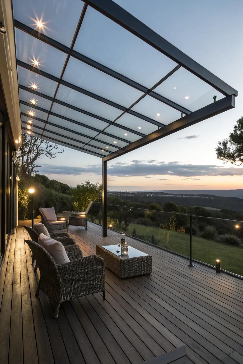 A glass shield provides safety without losing views.