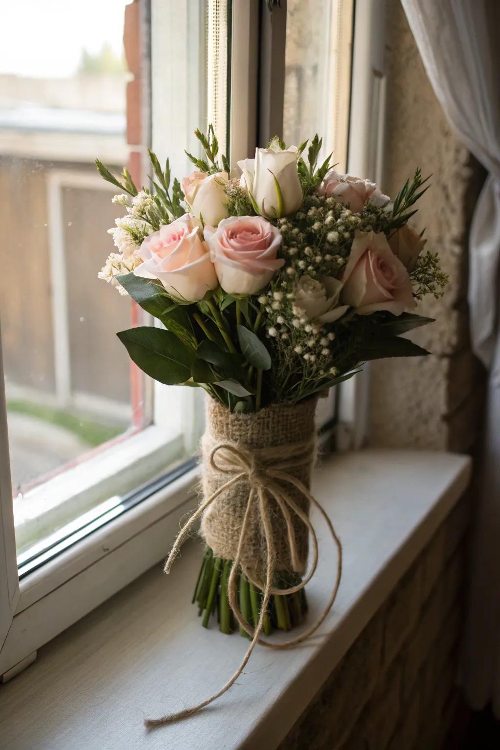 Eco-friendly style with natural jute wrapping.