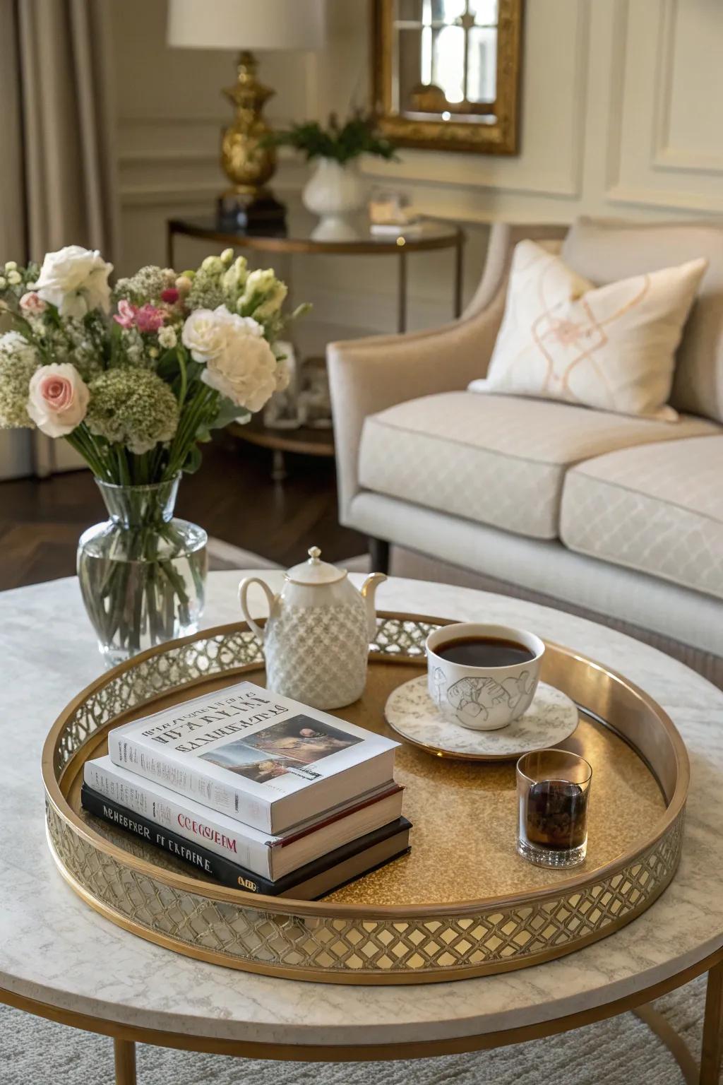A tray keeps your table both organized and fashionable.