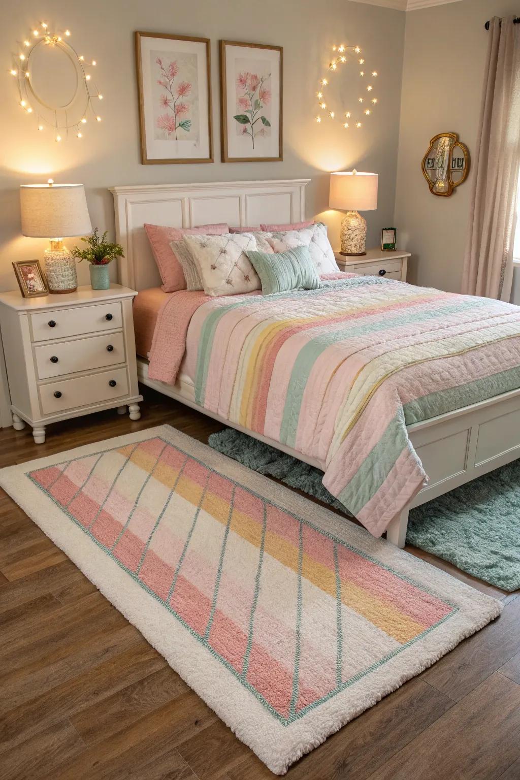 Harmonize your space with color-coordinated rugs.