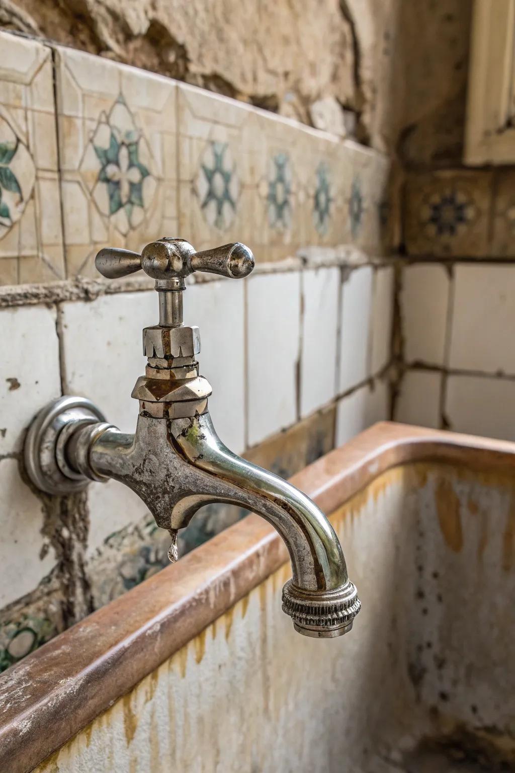 Vintage nozzle water spouts evoke a sense of history and charm.