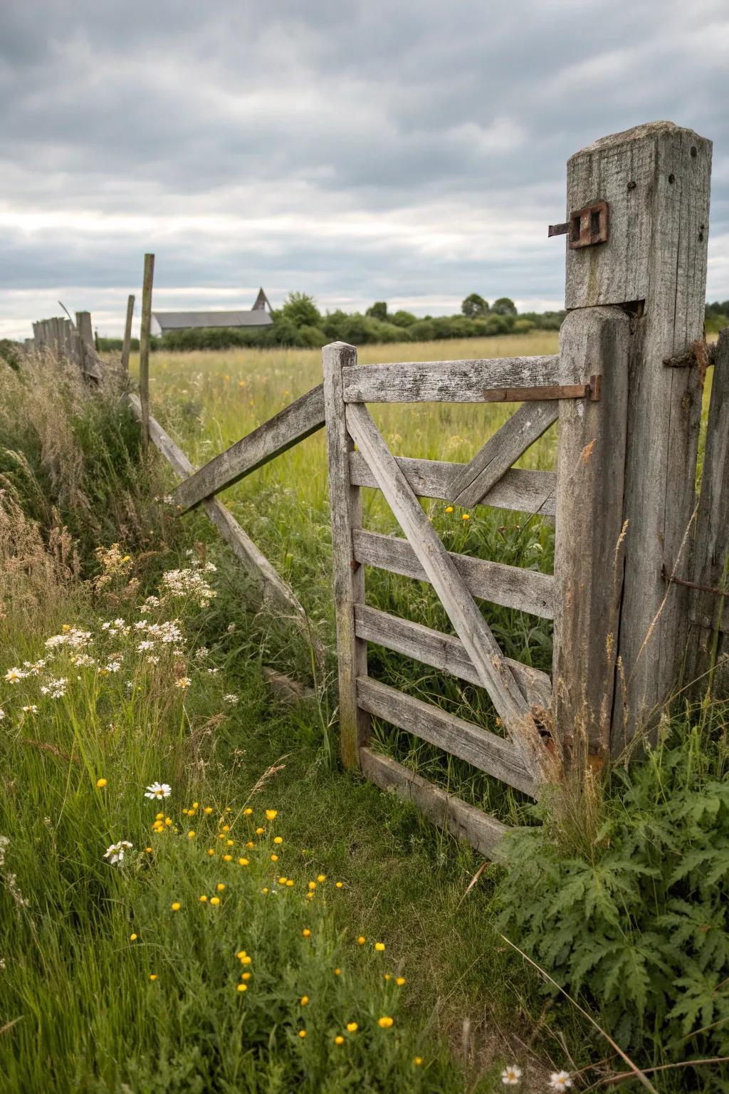 A ranch entrance with the elegant look of aged timber.