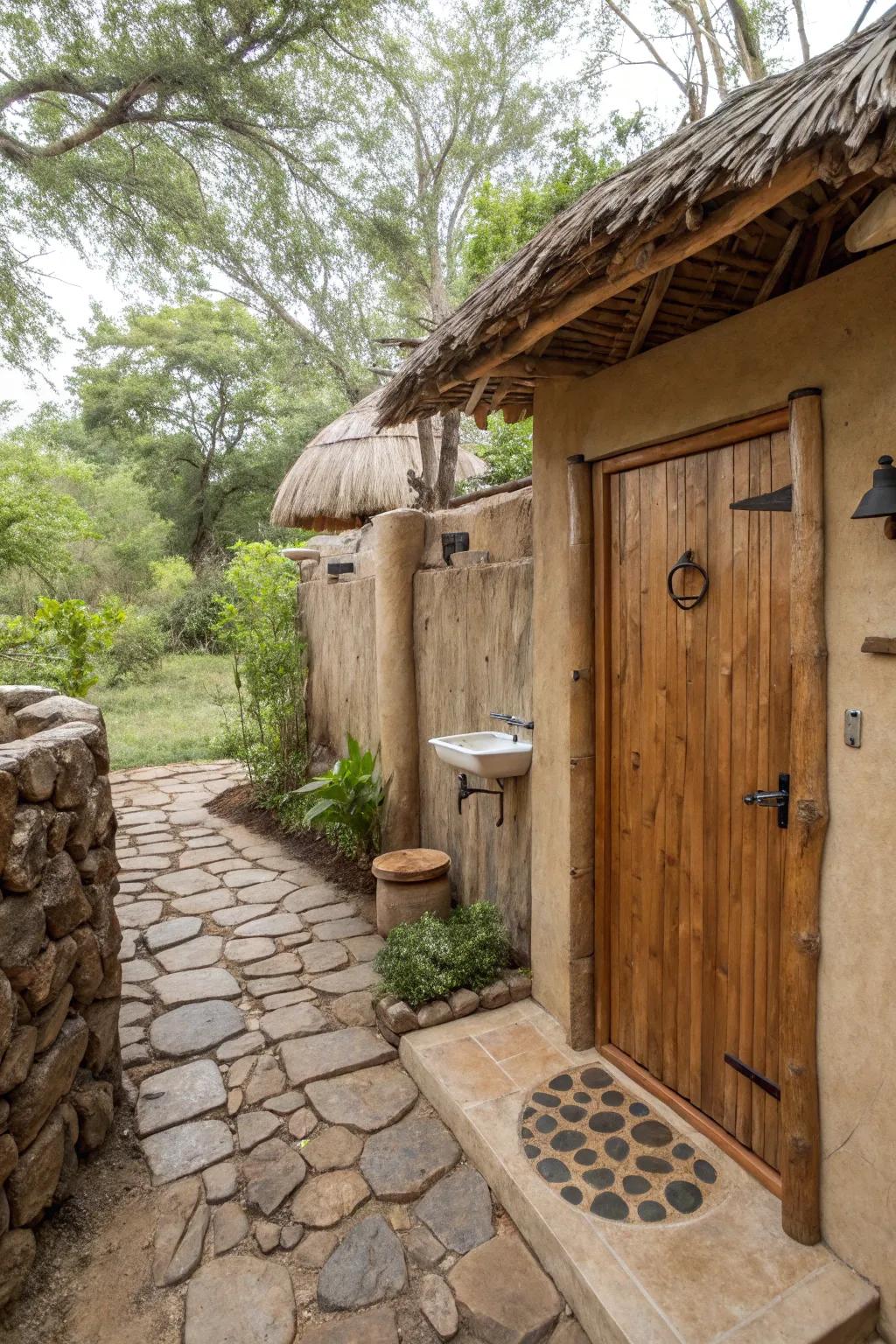 Organic shades create a peaceful and unified open-air space.