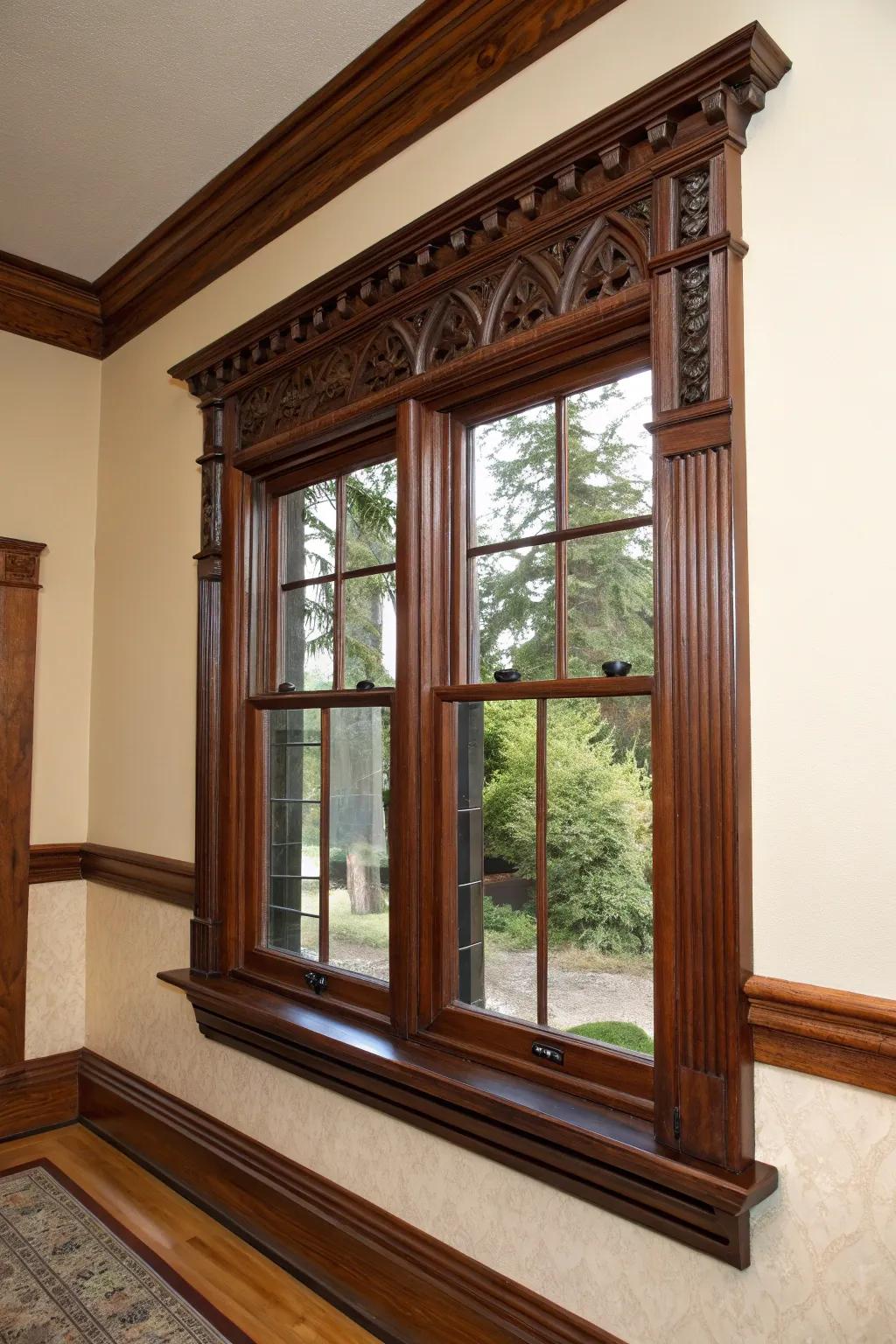 Tinted wood casings give depth to your decor.