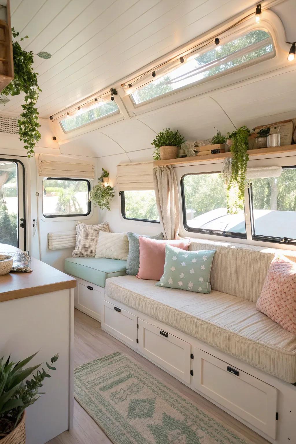 Light shades and planned illumination produce an unrestricted, spacious feel.