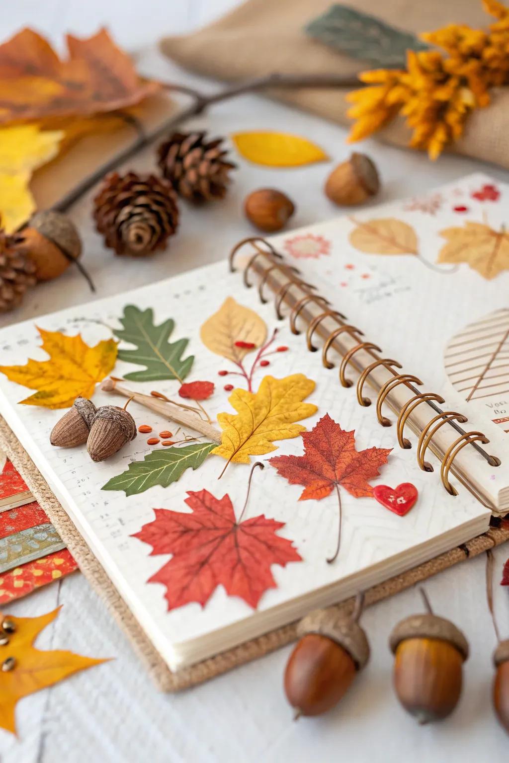 Embrace the seasons with themed scrapbook journal pages.