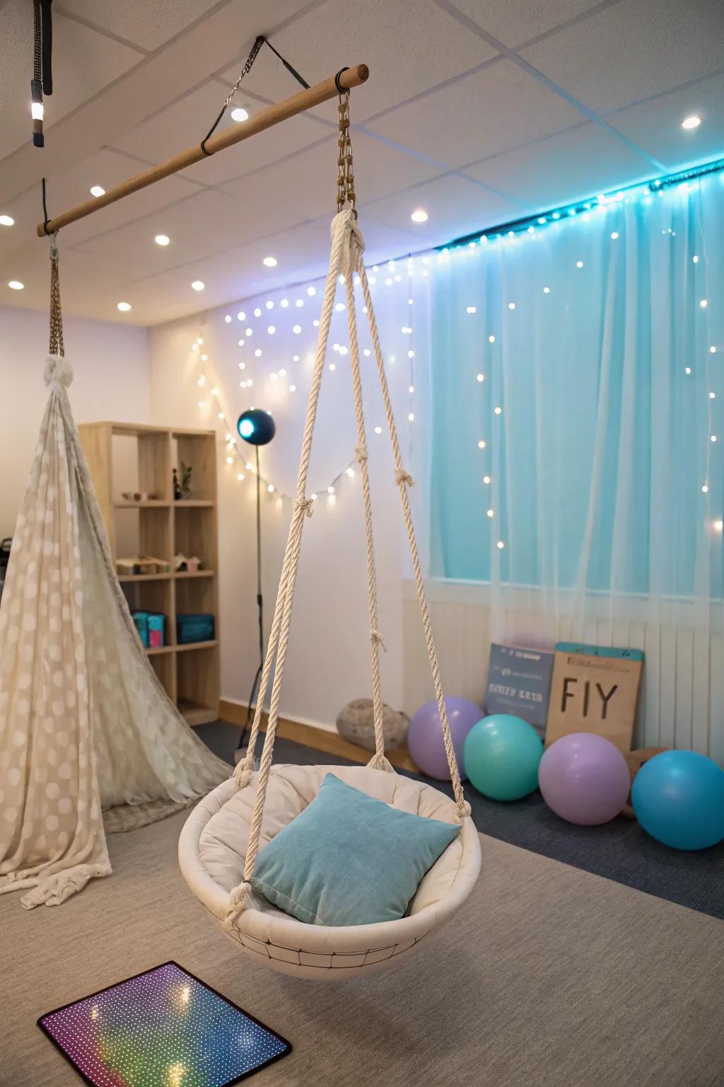 A swing for soft, therapeutic movement.
