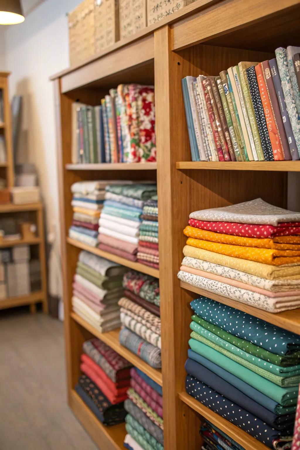 Open shelving provides functionality and style.