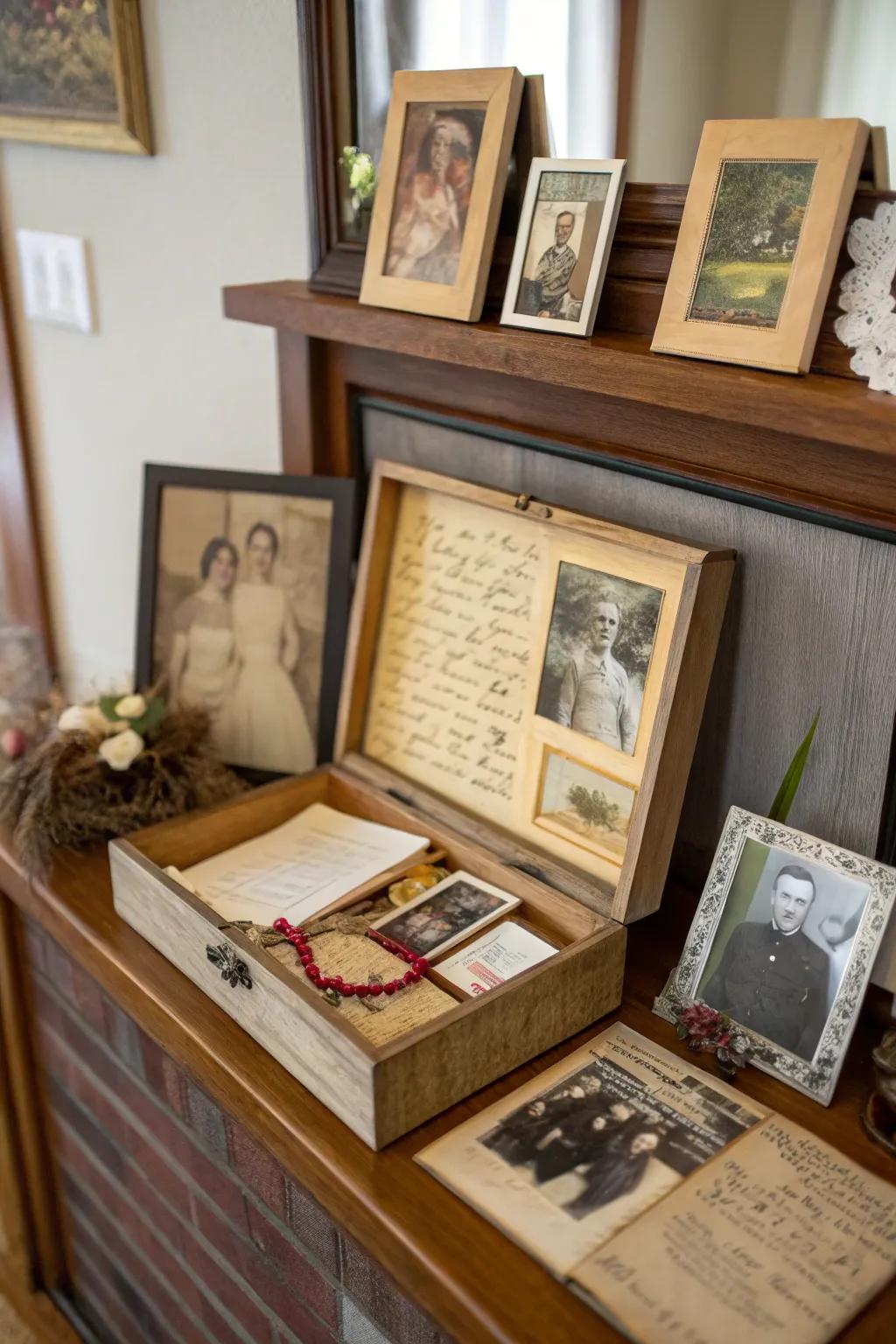 A genealogy keepsake display narrating a tale of ancestry.