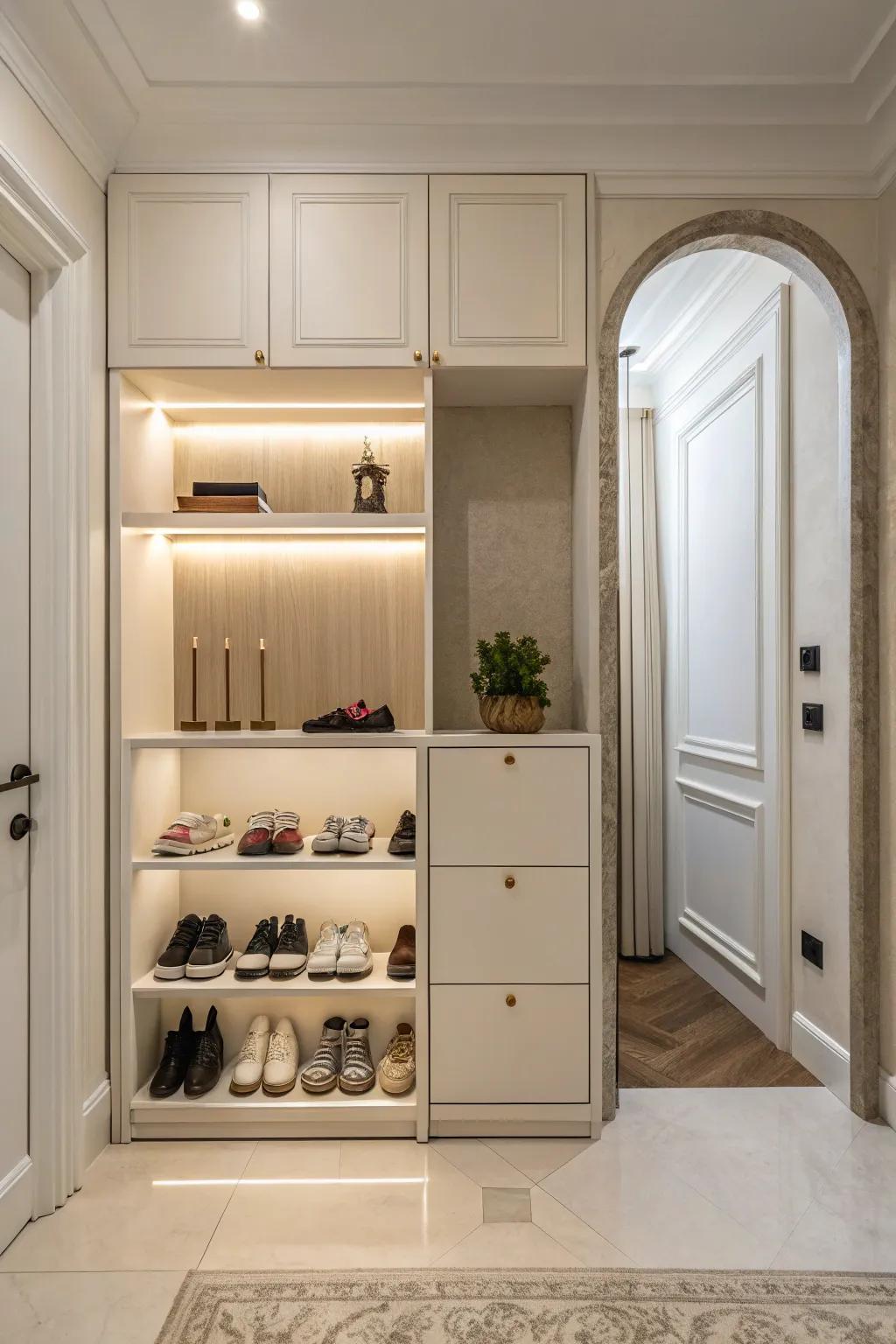 A minimalist shoe cabinet offering effortless style.