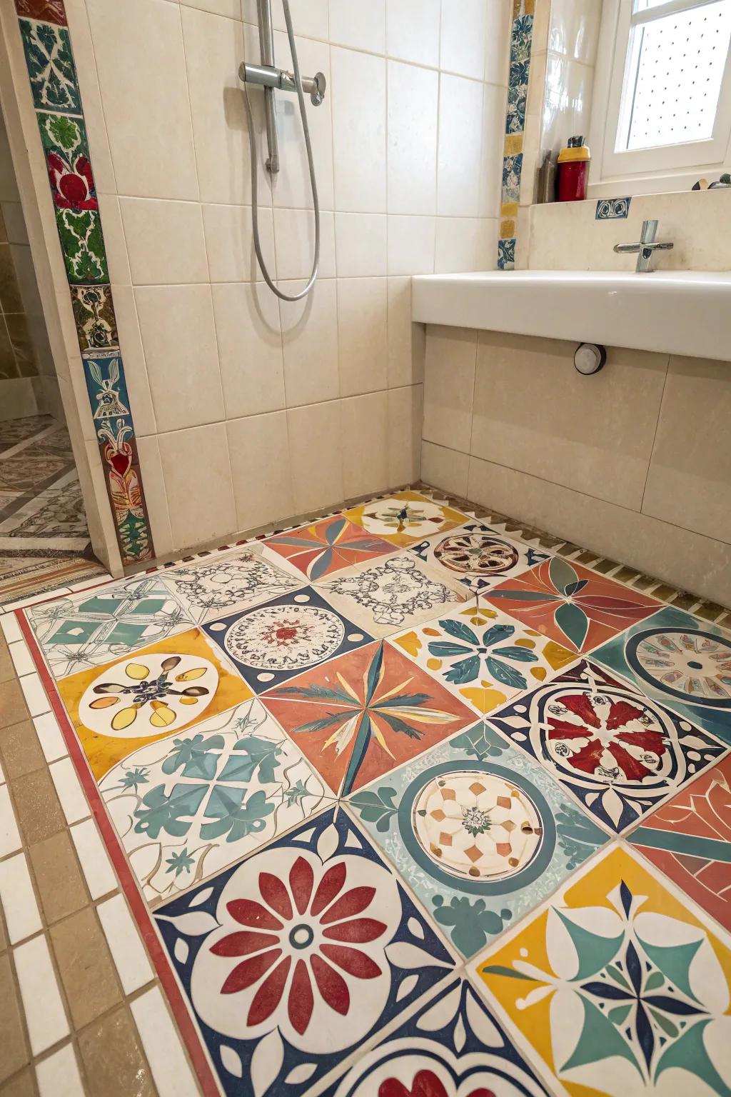 Bold patterns inject a vibrant and lively atmosphere into your shower.