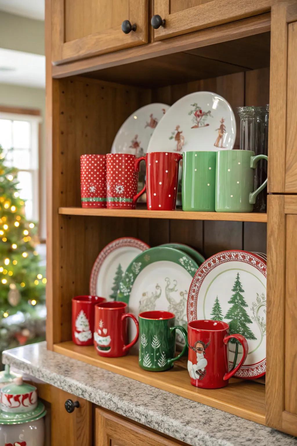Seasonal tableware appends celebratory allure.