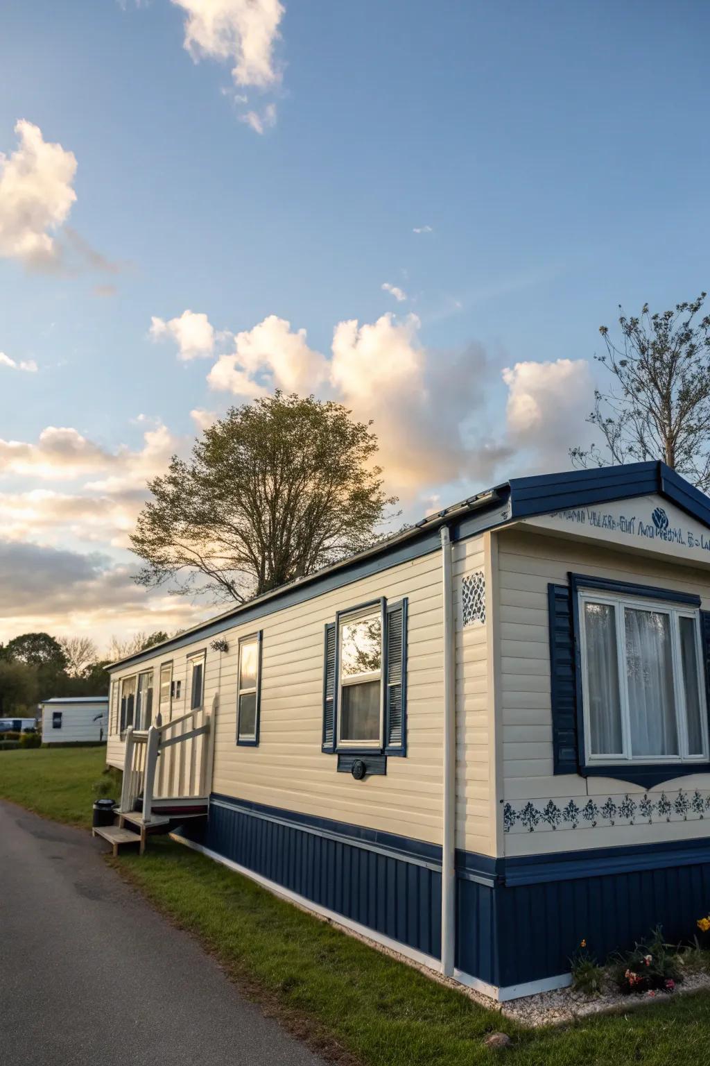 Dual-tone designs contribute depth and fascination to your mobile home's layout.