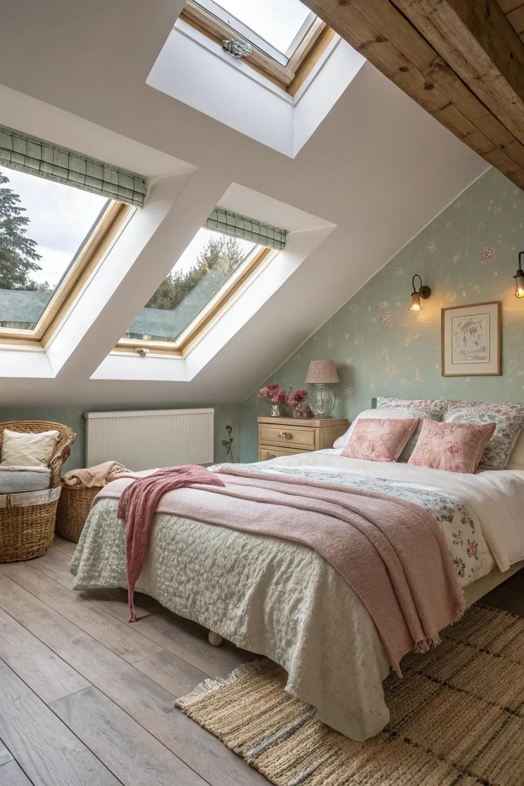 Ceiling windows brighten the area using inherent brightness.