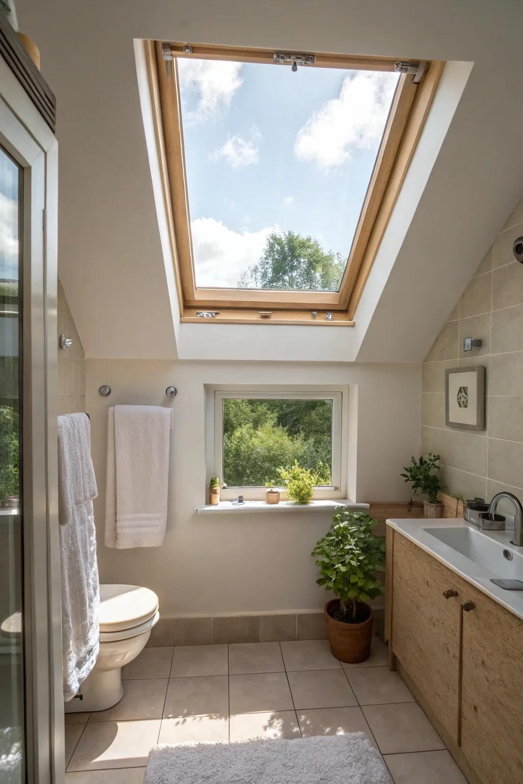 A sun tunnel brings a bright, airy feel.