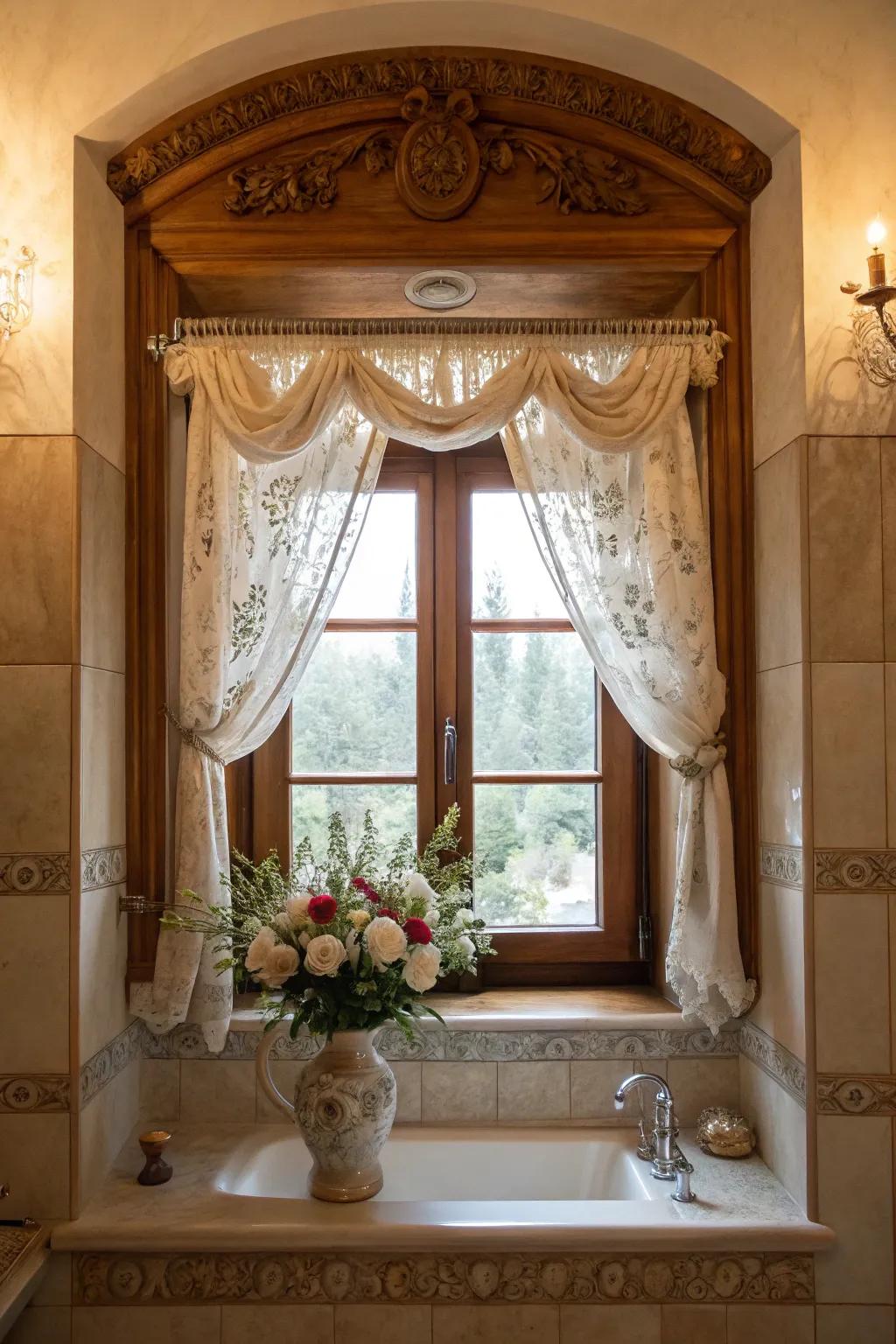 Decorative frames introduce elegance to windows.