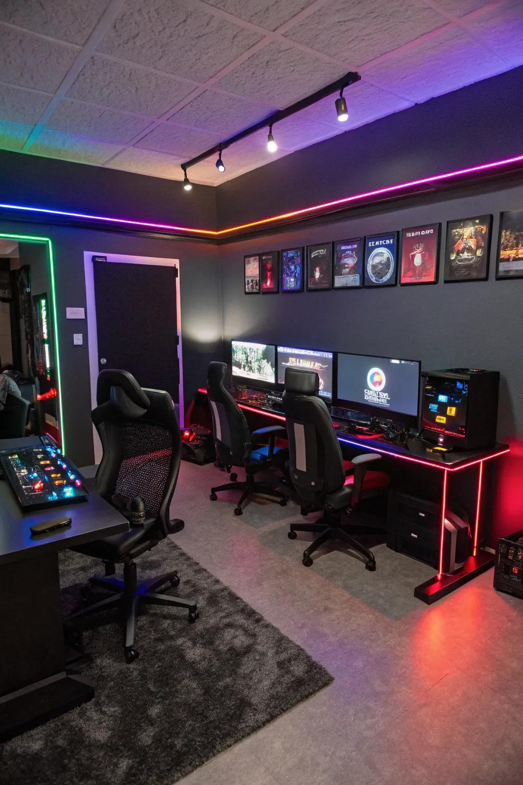 A cohesive color scheme enhances the visual appeal of your gaming room.