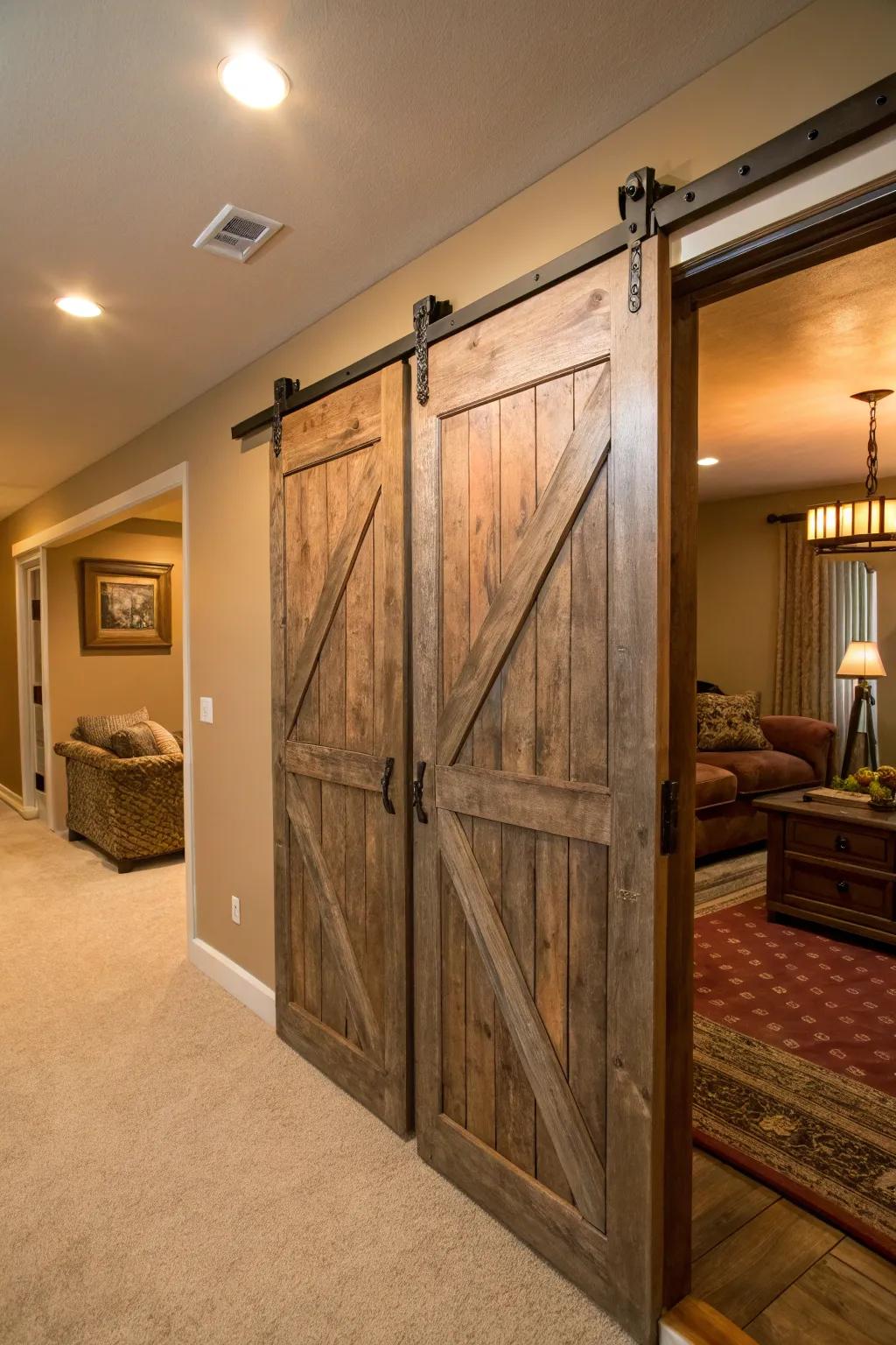 Woodland doors blend rustic charm with functionality.