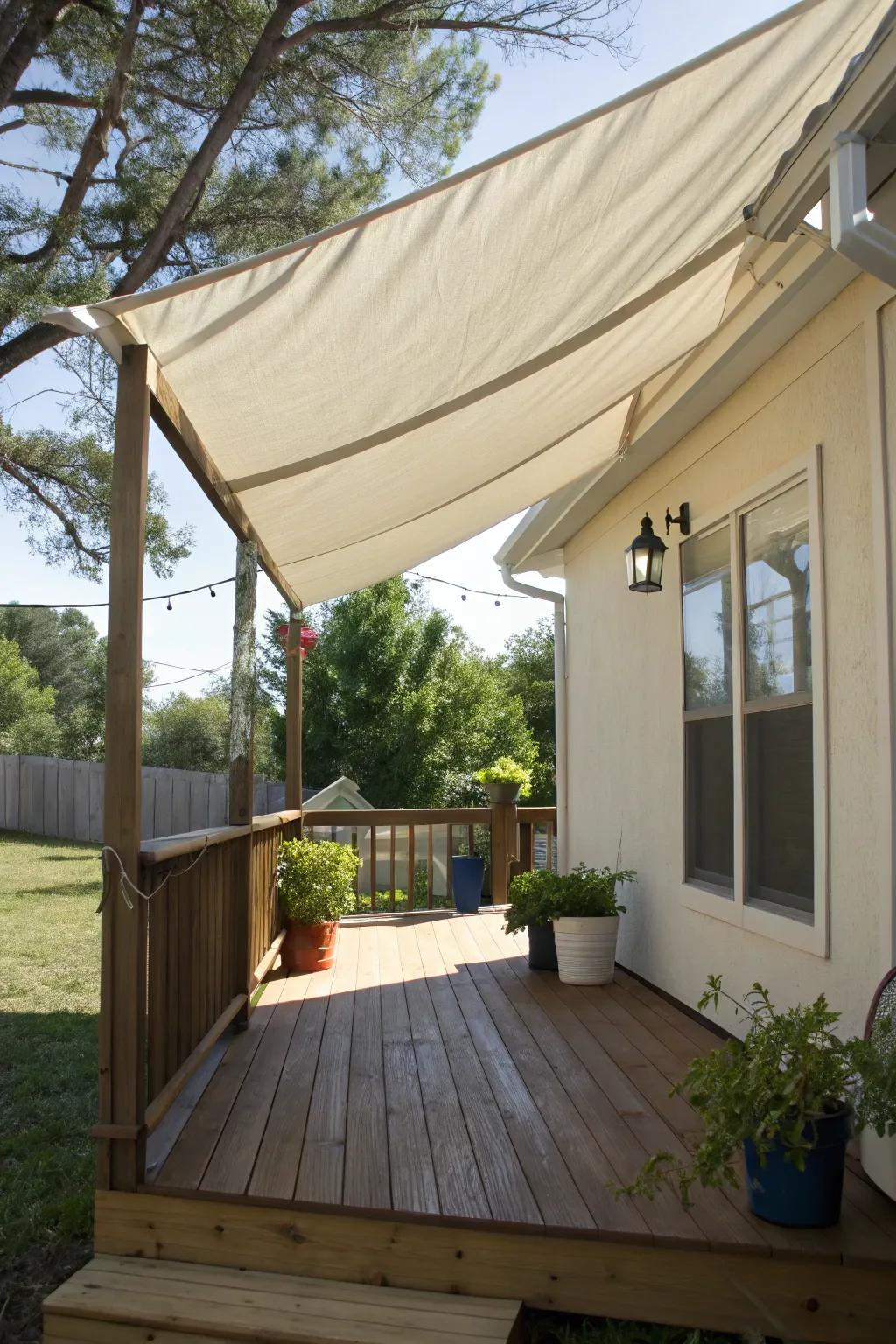 A textile canopy provides shade and elegance.