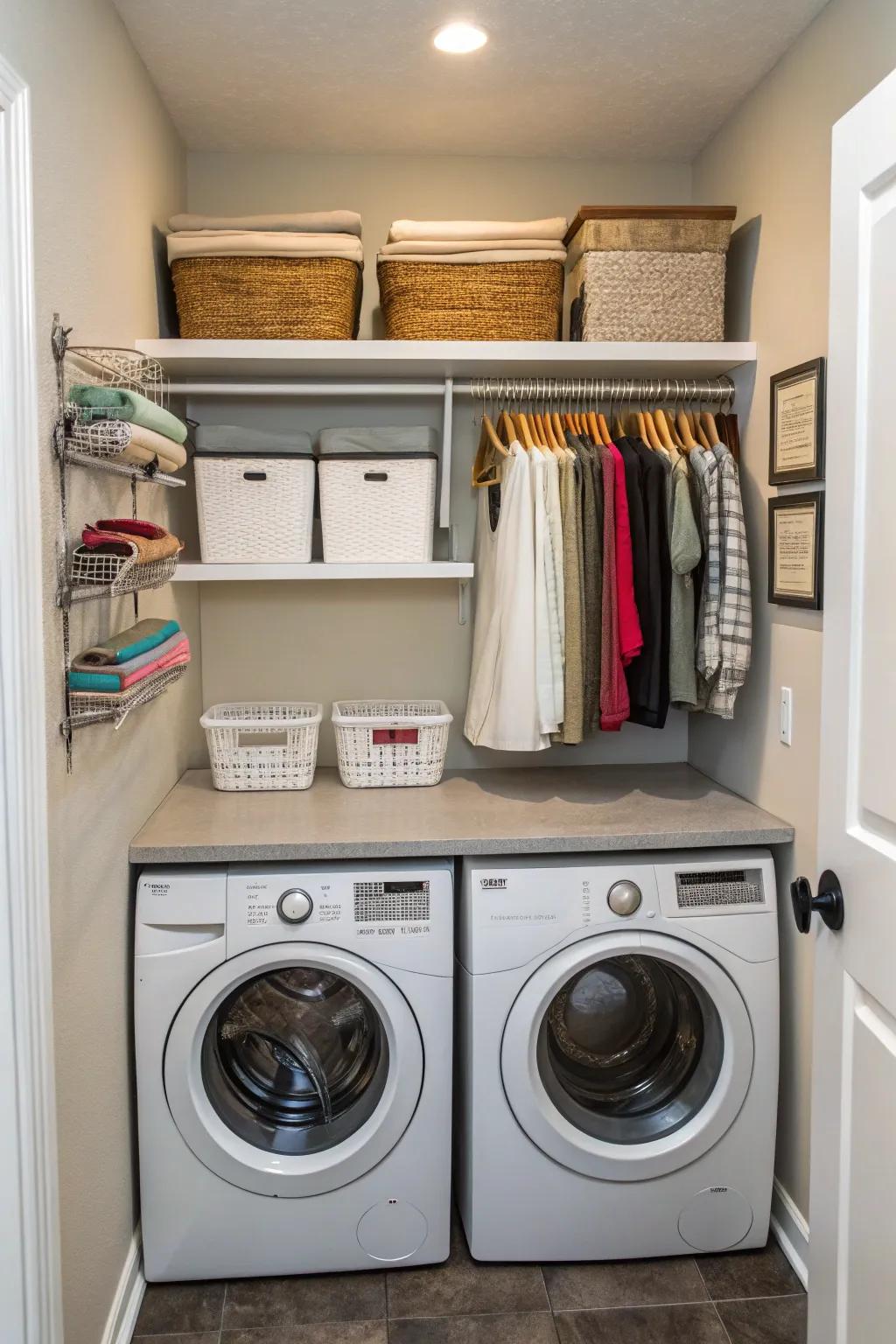Improve functionality through a versatile laundry-folding zone.