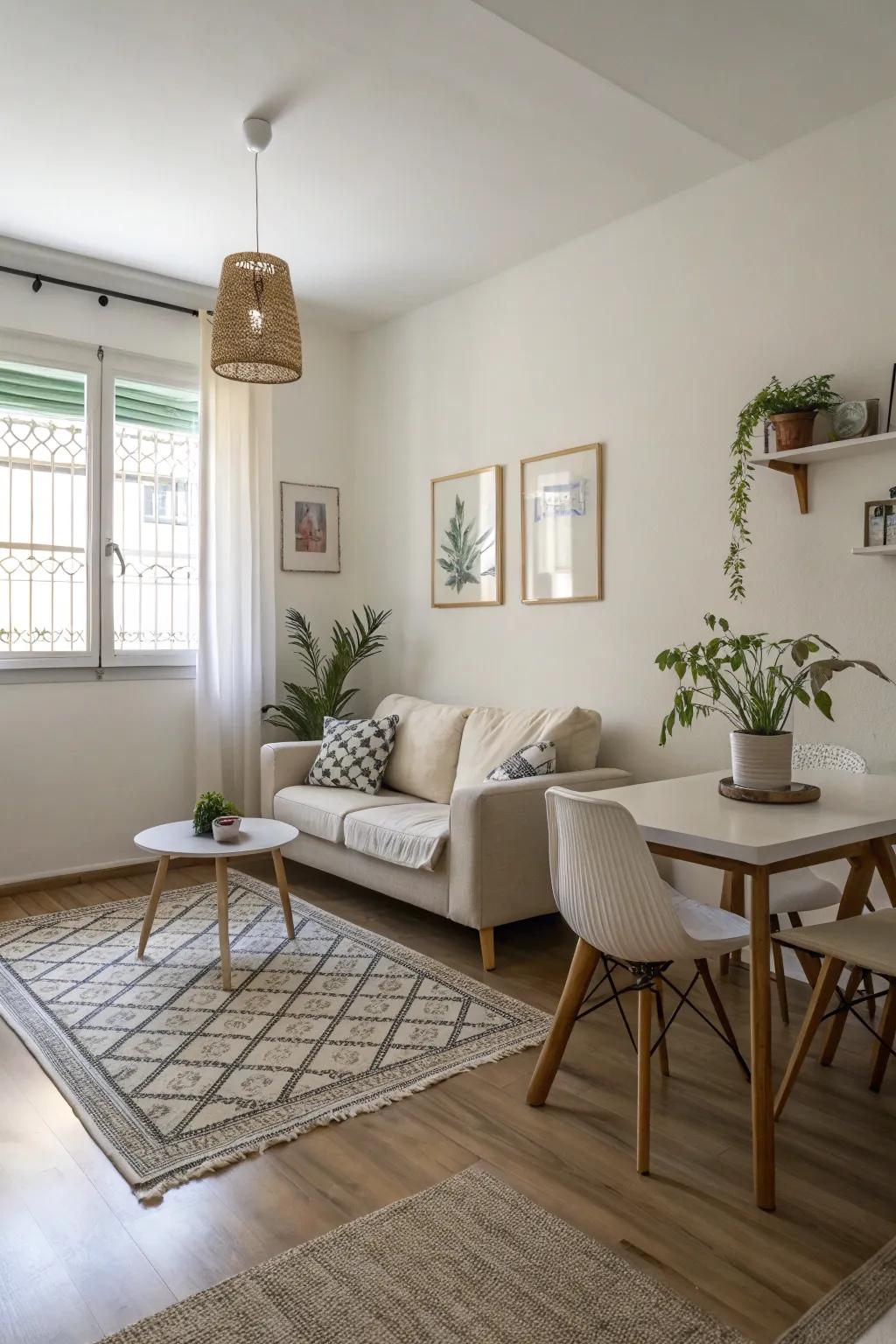 Minimalist design maintaining an uncluttered, open ambiance.