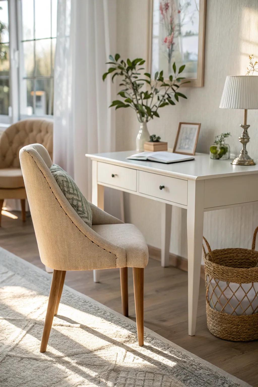 Neutral colors make your office space seem bigger.