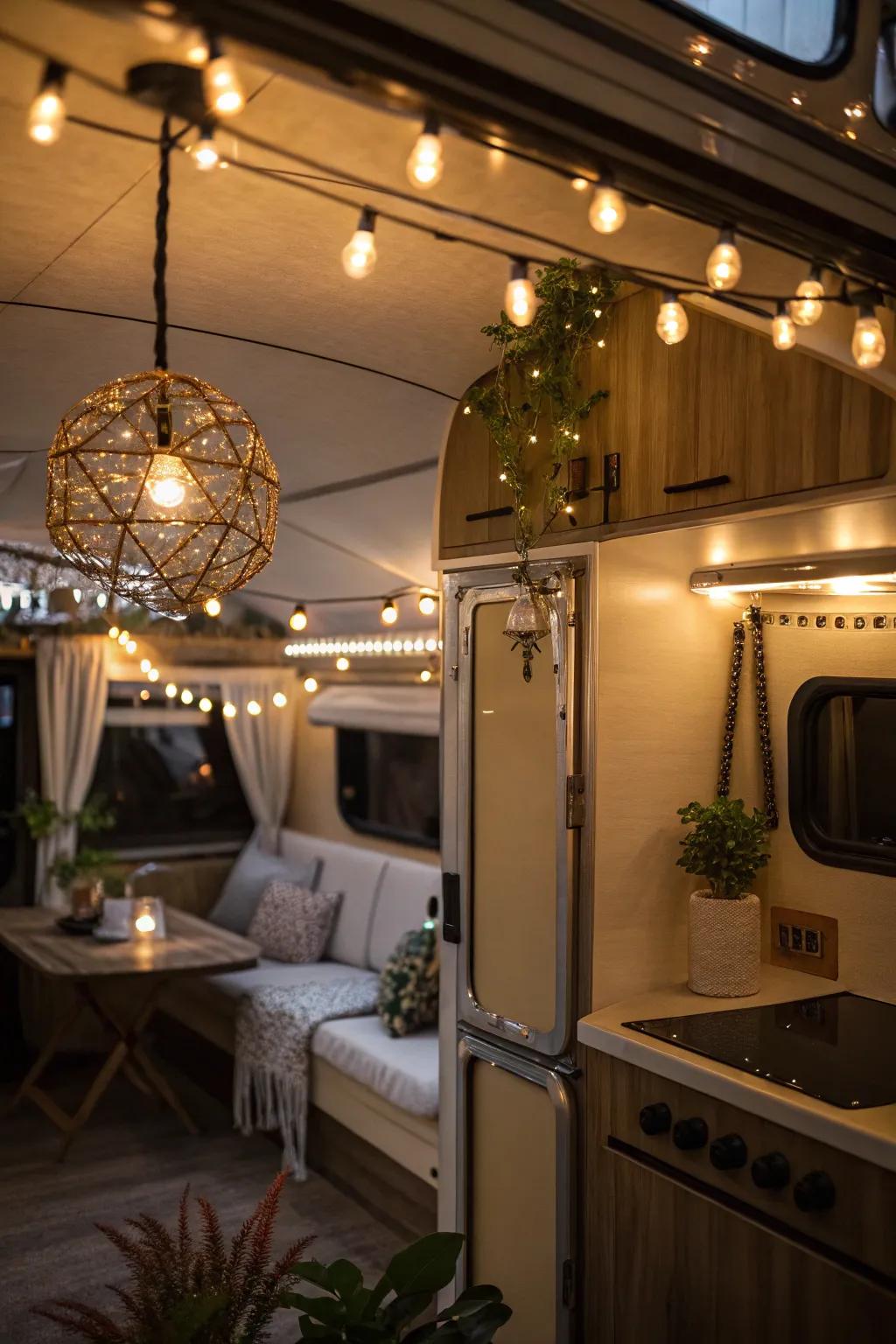 Lighting is key to creating a warm and inviting atmosphere inside your RV.