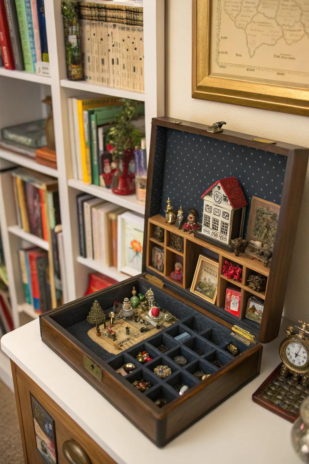 Revel in the particulars via a miniature shadow box.